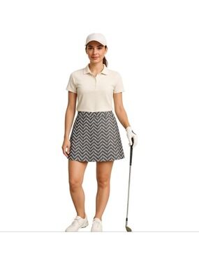 Slazenger Gray, Black & White Geo print golf or pickleball Skort Size 12 EUC